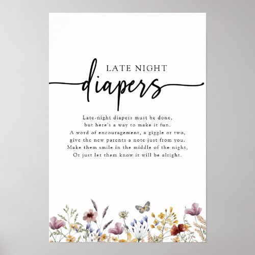 Wildflower Late Night Diapers Sign