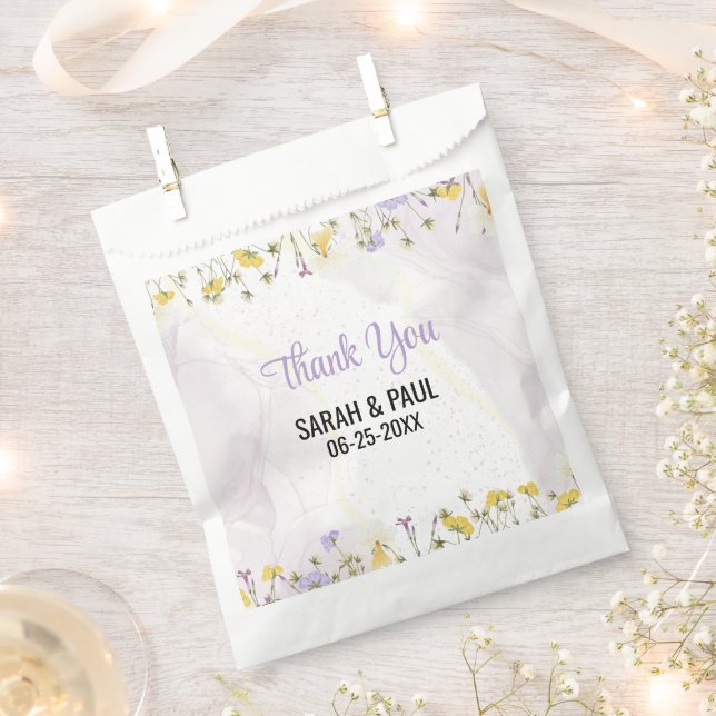 Wildflower Lavender And Yellow Floral Wedding Favor Bag (Clipped)