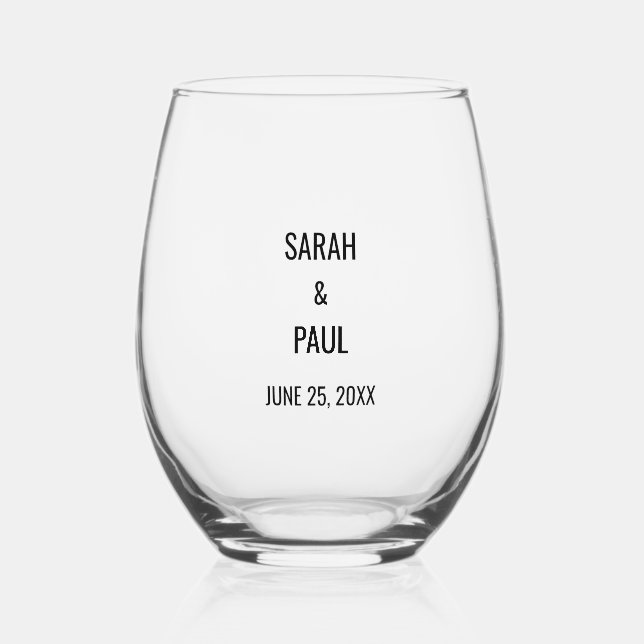Wildflower Lavender and Yellow Floral Wedding Stemless Wine Glass (Front)