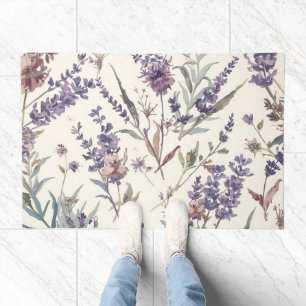 Wildflower Lavender Boho Botanical Floral Doormat