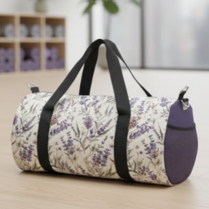 Wildflower Lavender Boho Botanical Floral Duffle Bag