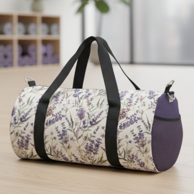 Wildflower Lavender Boho Botanical Floral Duffle Bag (Creator Uploaded)