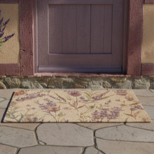 Wildflower Lavender Boho Botanical Floral Fiber Doormat