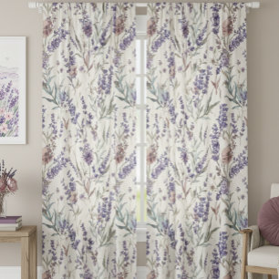 Wildflower Lavender Boho Botanical Floral Pattern Blackout Curtains