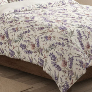 Wildflower Lavender Boho Botanical Floral Pattern Duvet Cover