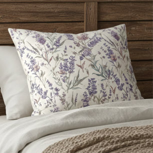 Wildflower Lavender Boho Botanical Floral Pattern Pillow Case