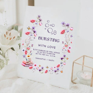 Wildflower Lavender Bursting with Love Bridal  Pedestal Sign
