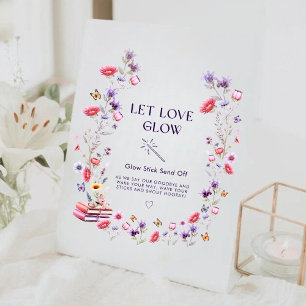 Wildflower Lavender Let Love Glow Bridal Shower Pedestal Sign