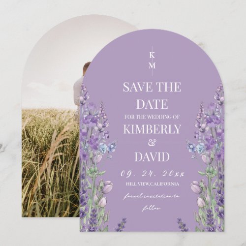 Wildflower Lavender Rustic Photo Save The Date