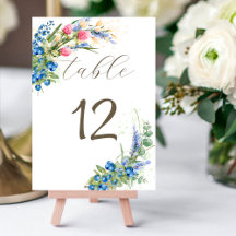 Wildflower Lavender Rustic Wedding Table Number
