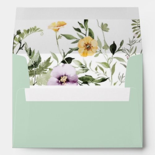 Wildflower lavender yellow envelopes 5x7 card