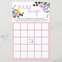 Wildflower Lawn Floral Baby Shower Bingo Game