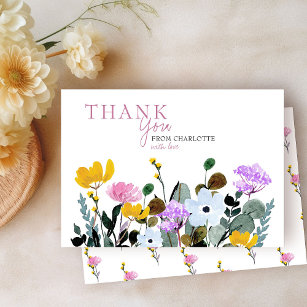 Wildflower Lawn Personalized White Thank You Card