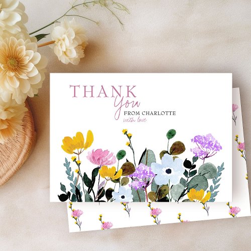Wildflower Lawn Personalized White Thank You Card