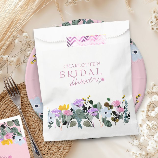 Wildflower Lawn Pretty Floral Bridal Shower Favor Bag (Bridal Shower favor bags from my Wildflower Lawn Bridal Shower Collection)