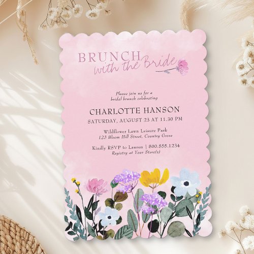 Wildflower Lawn Pretty Pink Bridal Brunch Invitation