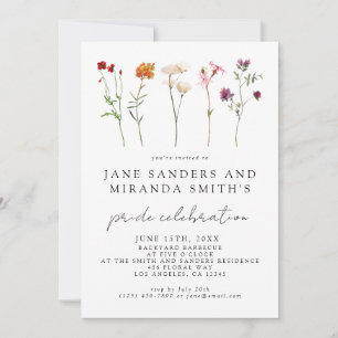 Wildflower Lesbian Floral Gay Pride Celebration Invitation