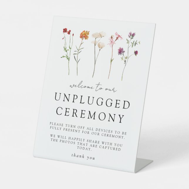 Wildflower Lesbian Pride Floral Unplugged Ceremony Pedestal Sign (Front)