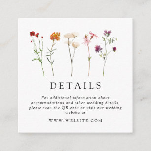 Wildflower Lesbian Pride Floral Wedding QR Code Enclosure Card