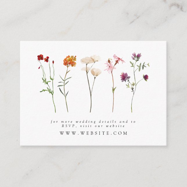 Wildflower Lesbian Pride Floral Wedding Website Enclosure Card (Front)