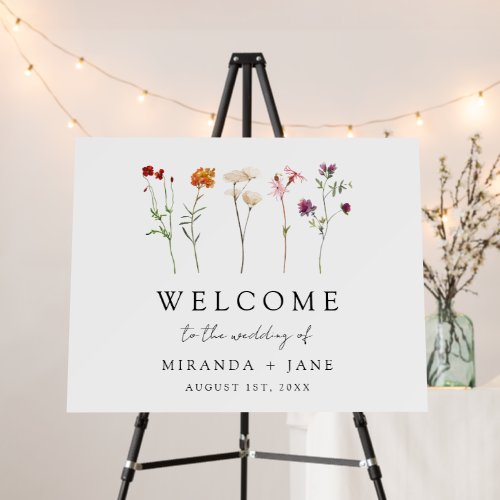 Wildflower Lesbian Pride Floral Wedding Welcome Foam Board