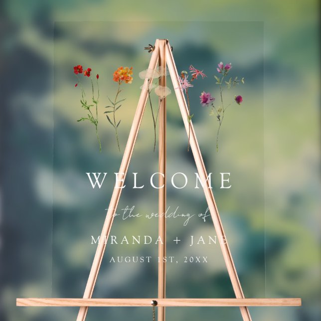 Wildflower Lesbian Pride Wedding Acrylic Sign (Neutral)