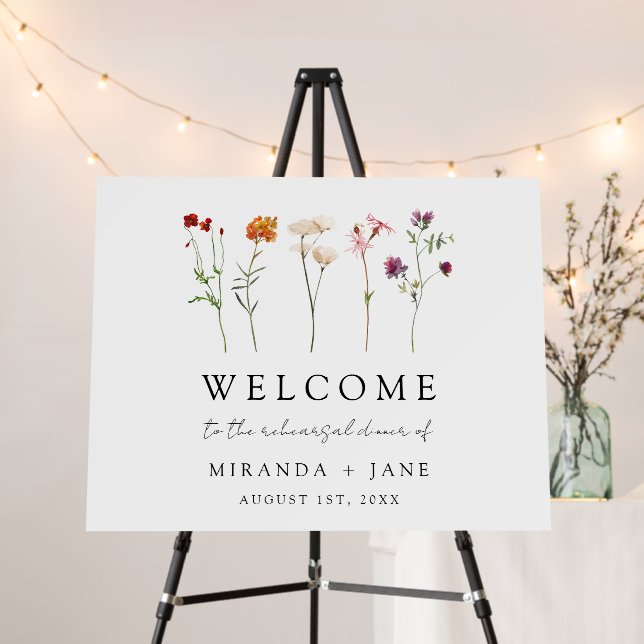 Wildflower Lesbian Pride Wedding Rehearsal Dinner Foam Board (In Situ (Stand))