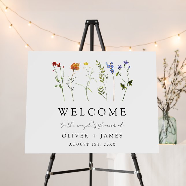 Wildflower LGBT Gay Pride Floral Couple's Shower Foam Board (In Situ (Stand))