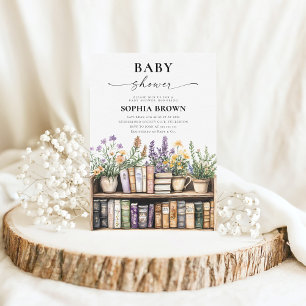 Wildflower Library Book Baby Shower Invitation