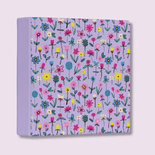 Wildflower Lilac Flower Garden pattern 3 Ring Binder