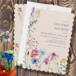 Wildflower Lingerie Shower Rustic Botanical Invitation<br><div class="desc">Wildflower lingerie shower invitation with watercolor wild flowers. This rustic country botanical design has a pretty border of wildflowers including daisy poppy cornflower coneflower buttercup seedhead and clover. An elegant modern floral with girly,  bohemian garden theme. Please browse my store in the Wildflower Charm collection,  for matching items.</div>