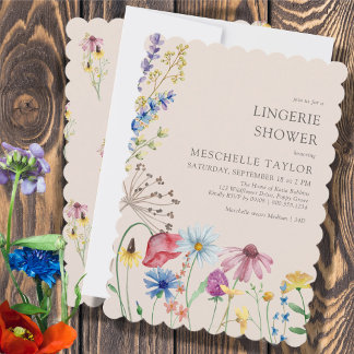 Wildflower Lingerie Shower Rustic Botanical Invitation