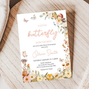 Wildflower Little Butterfly Baby Shower Invitation