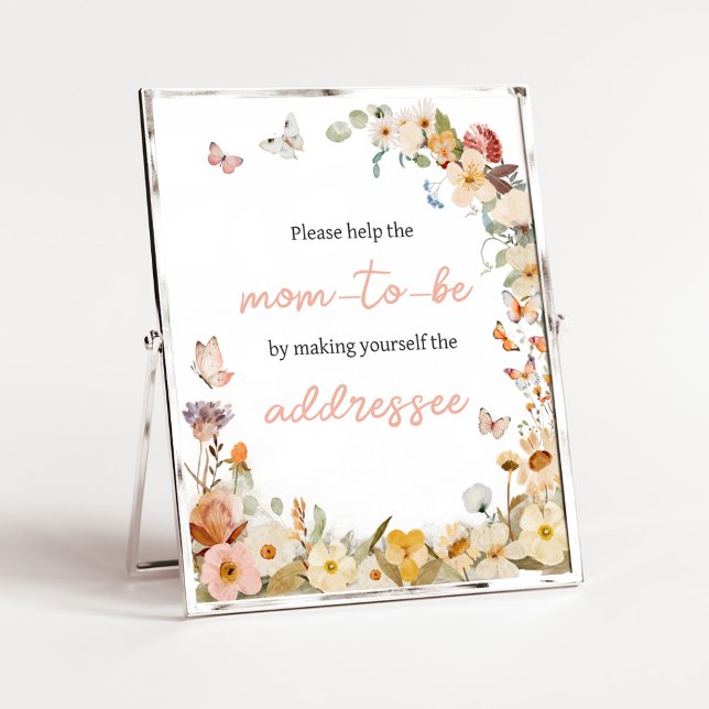 Wildflower Little Butterfly Envelope Station Poster (Little Butterfly Wildflower Baby Shower Envelope Station Sign)