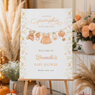Wildflower Little Pumpkin Baby Shower Welcome Sign
