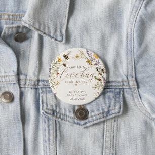 Wildflower Love Bug Baby Shower Button