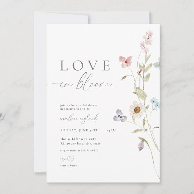 Wildflower Love in Bloom Bridal Shower Invitation (Front)