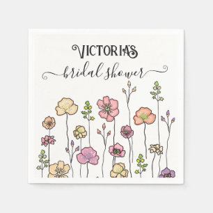 Wildflower love in bloom Bridal Shower Napkins