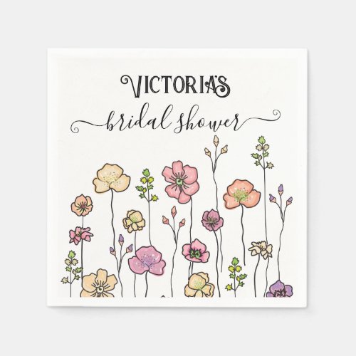 Wildflower love in bloom Bridal Shower Napkins