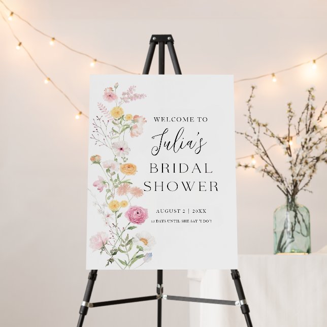 Wildflower Love in Bloom Bridal Shower Welcome Sig Foam Board (In Situ (Stand))