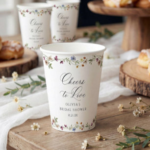 Wildflower Love in Bloom Floral Bridal Shower Paper Cups