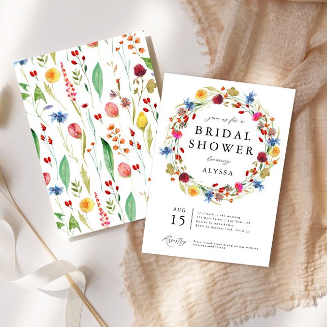 Wildflower Love in Bloom Pattern Back Shower Invitation (Creator Uploaded)