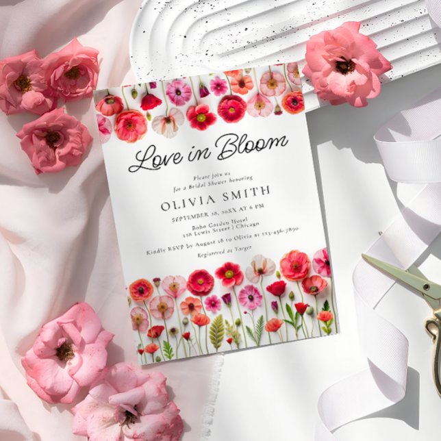 Wildflower Love In Bloom Photo Bridal Shower Invitation (Creator Uploaded)