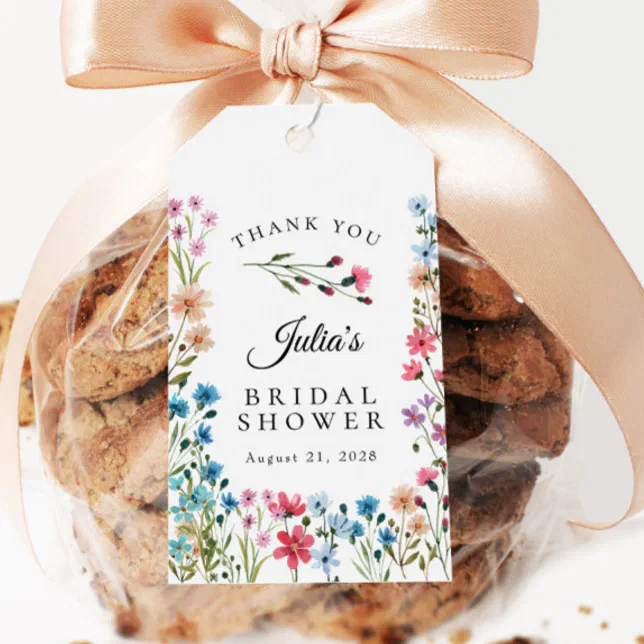 Wildflower Love is in Bloom Bridal Shower Favor Gift Tags | Zazzle