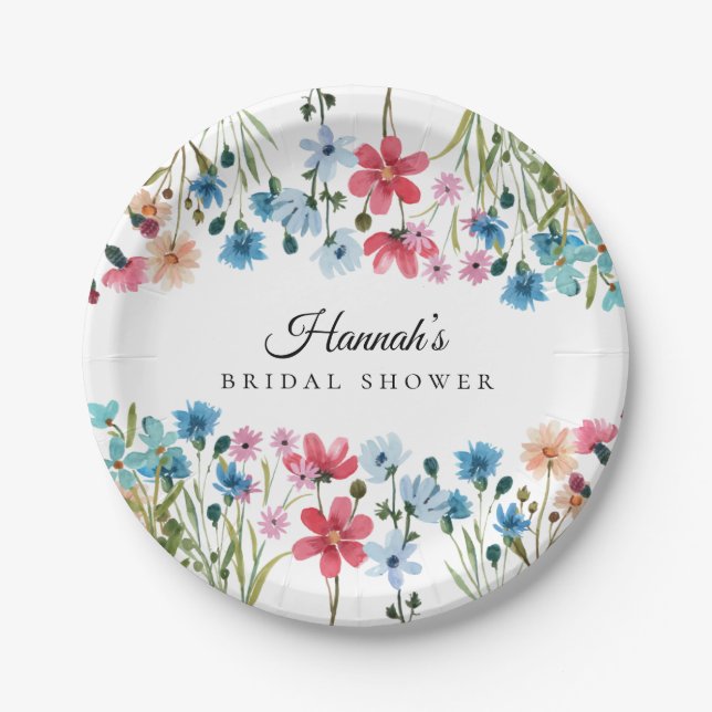 Wildflower Love is in Bloom Bridal Shower Paper Plates (Front)