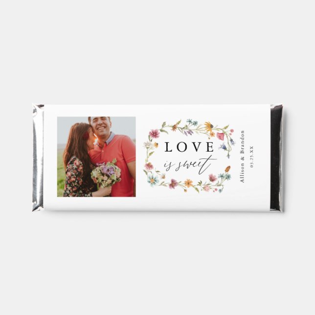 Wildflower Love Is Sweet Chocolate Photo Hershey Bar Favors (Front)