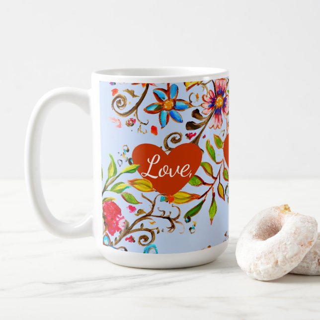 Wildflower Love Periwinkle Coffee Mug (With Donut)