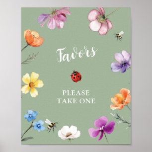 Wildflower Lovebug Baby Shower Favors Poster