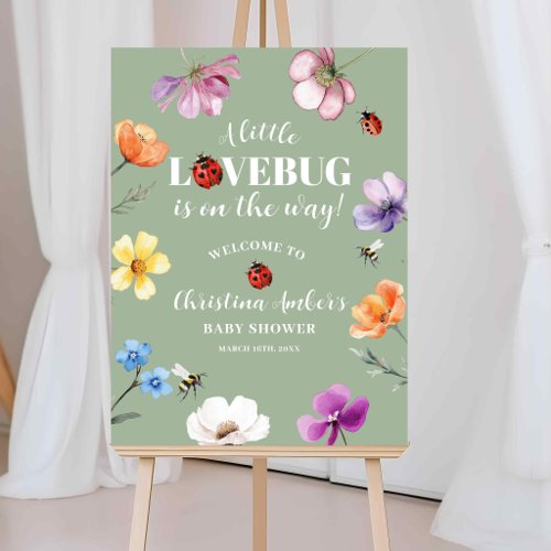 Wildflower Lovebug Baby Shower Welcome Sign