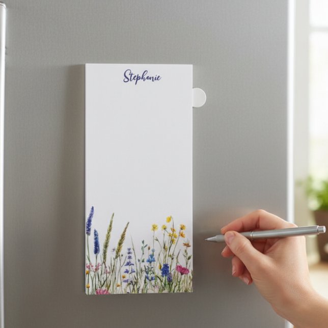 Wildflower Magnetic Notepad – Personalized List (personalilzed wildflower note pad)